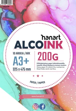 Alkoholimustepaperi 32,5x47,5cm/10 kpl AlcoInk 200g alkoholimusteelle