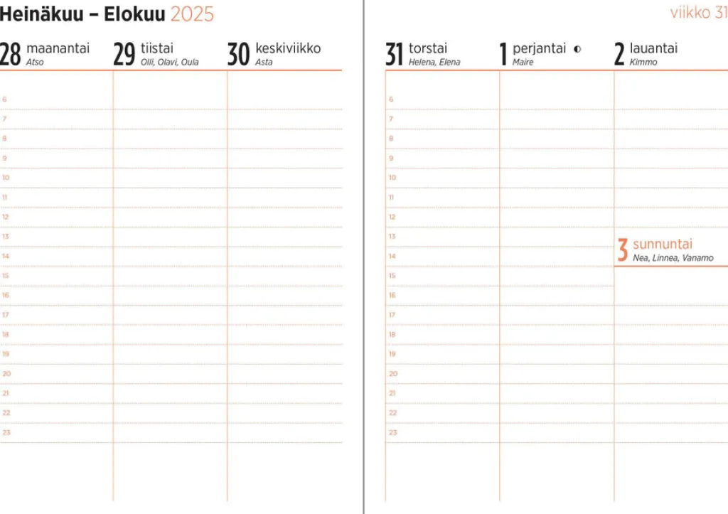 Ajasto Color vaaleansininen 2025-2026 (lukuvuosikalenteri)* Kalenterit|Opiskelutarvikkeet