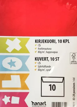 Kirjekuori ILOX C5 10 kpl punainen, itseliimautuva